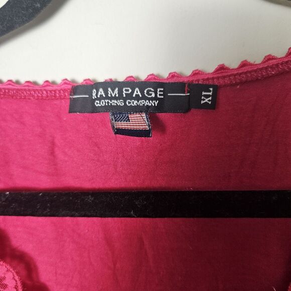 VTG Rampage S* Babydoll Top Pink Rayon Lace Trim Y2K Coquette Valentine - Picture 4 of 7